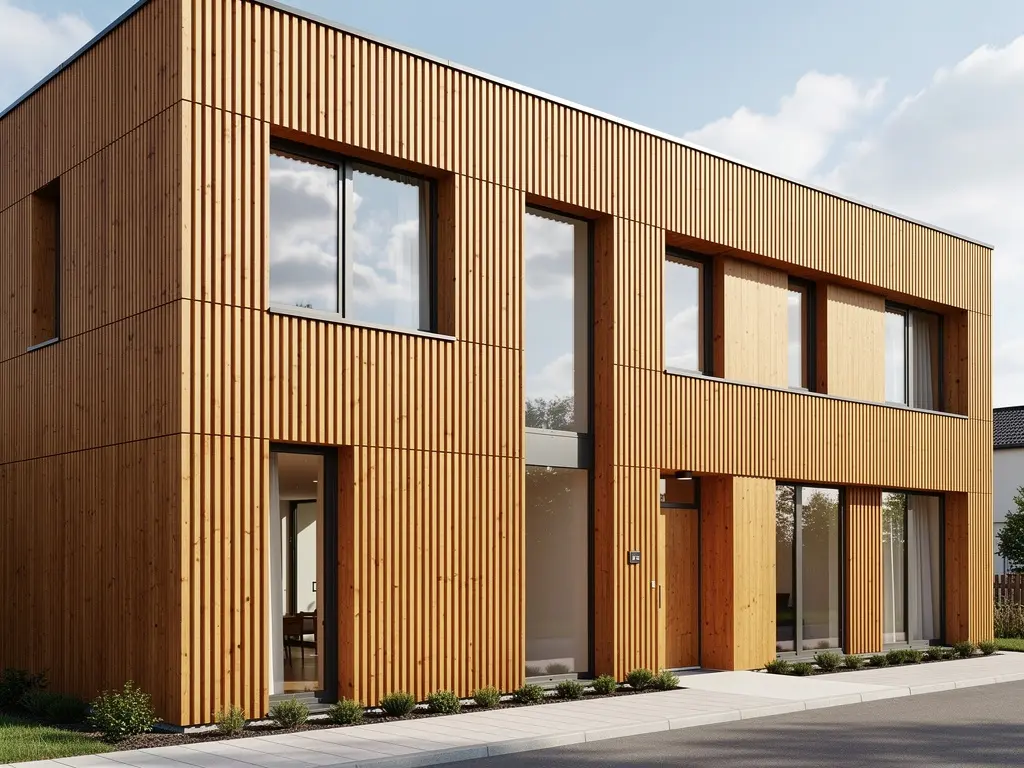 Façade habillée d'un bardage bois vertical ventilé posé sur isolation extérieure